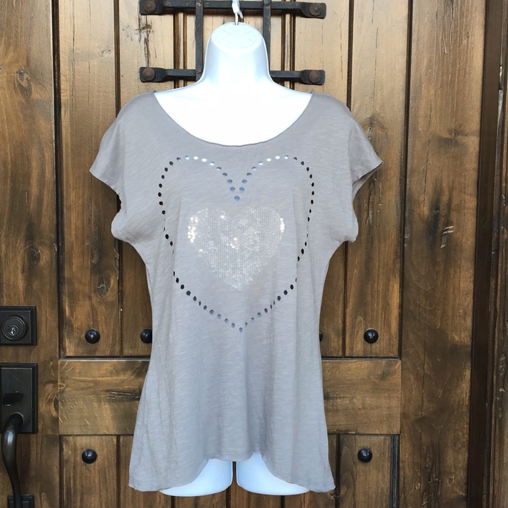 Jennifer Lopez Cutout Sequin Heart Top S - Picture 1 of 7